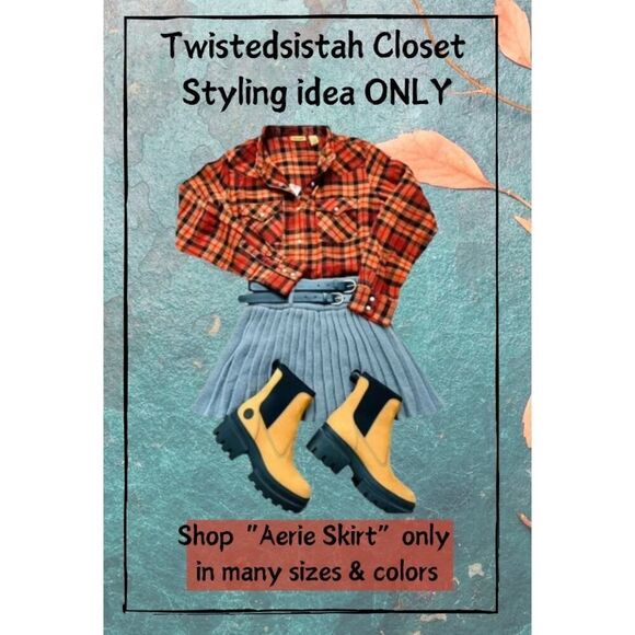 Aerie Take Charge Blue Sweater Skirt Medium New with tag - Picture 5 of 5